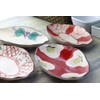 Cerapockke Aka-e Sanyoshi Boiled Fish Look Good Hand-Painted Three-legged Oval