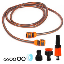 Garden Hose Reel Hose Connector Kit, Pipe Fitting Fitting Kit Including 3/4" Male Thread, 2 in 1 Tap Adapter, 1/2" Hose End Adapter, 1 Nozzle, 10 Feet Length of Pipe for