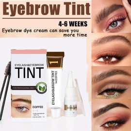 Eyelash Tint,Light Brown Eyelash&Eyebrow Kit,Eyebrow Shaping Kit,Natural Eye Brow Tint Kits,Waterproof Eyebrow Dye,Long Lasting Eyebrow Tint Kit,2 in ONE Brow And Lash Tint,Last to 4 Week-Easy Color