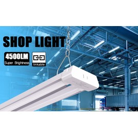 THKSGOD Linkable LED Shop Light 4ft,5000K Daylight White,led Shop Light for Garage 4500LM Super Bright,Shop Light for Workshop