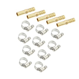 Hihaha 1 Set 8mm Copper Hose Barb Fitting Connector with 10 Clamps Durable Material