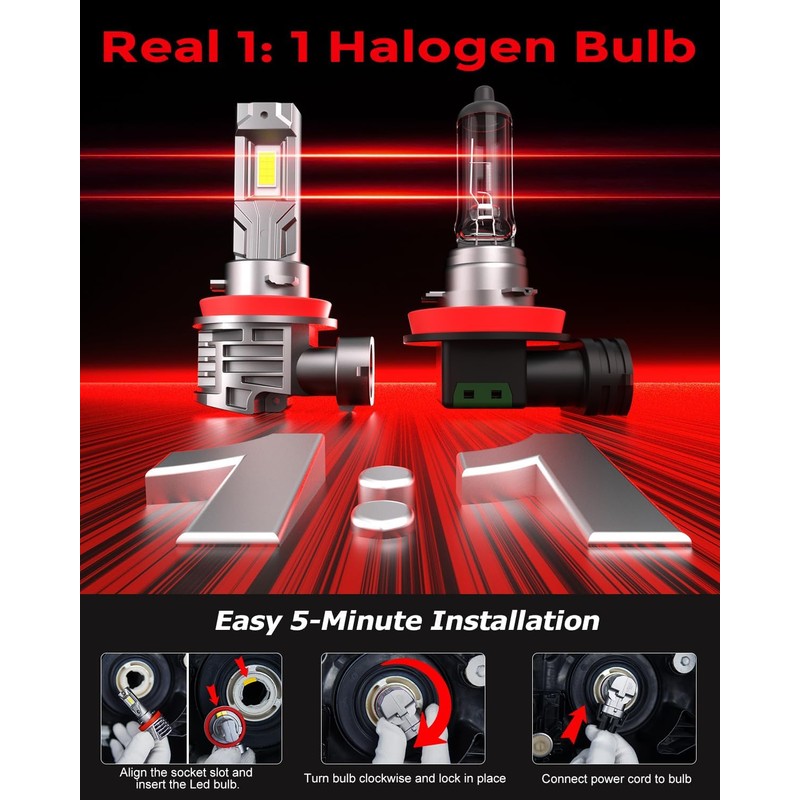 9005 & 9006 LED Bulbs Combo, 100,000LM, 6000K Cool White,