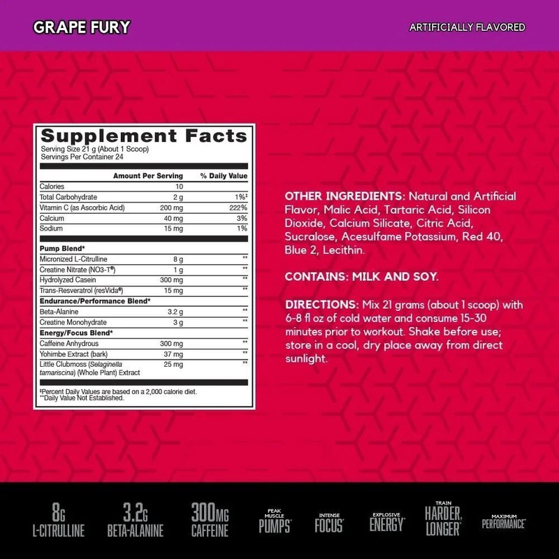 Glanbia Performance Nutrition BSN NOX VASO GRAPE FURY 1.11LB