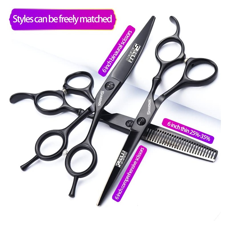 Professional Hair Scissors & Thinning Scissors Set - Black -
