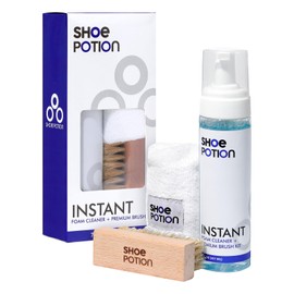 Shoe Potion Ready to Use Foam Cleaner Kit for Sneakers with Premium Soft Brush, Advanced Microfiber Towel - For Whites, Rubber, Suede, Nylon, Leather, Nubuck, Canvas (INSTANT)