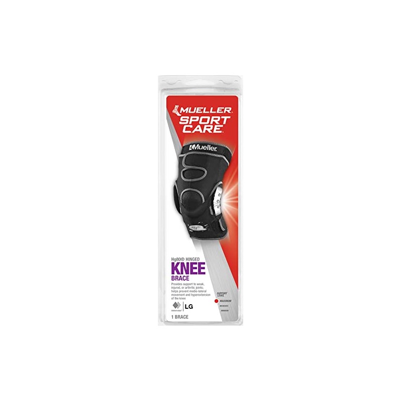 Mueller Hg80 Hinged Knee Brace, Large, Black, 1-Count Box