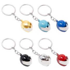 Keboyoe Pack of 6 Motorcycle Helmet Key Fob Gift Ideas for Motorcyclists 3D Mini Helmet Key Ring Motorcycle Helmet Keyring Pendant for Birthday Holiday Gifts (6 Colours), Red, gold, blue, black,