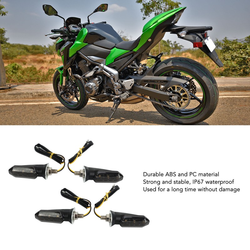 4Pcs Motorcycle LED Turn Signal Lights Mini Front Rear Indicator
