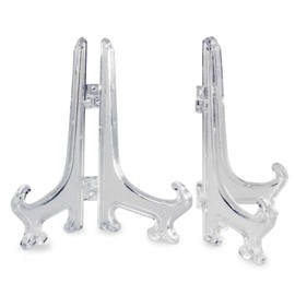 13cm Clear Plastic Easels Or Stand/Plate Holders to Display Pictures Or Other Items at Weddings, Home Decoration, Birthdays, Tables (12 Pack) by Super Z Outlet