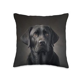 Labrador Retriever Puppy Dog Face Lab Black Throw Pillow