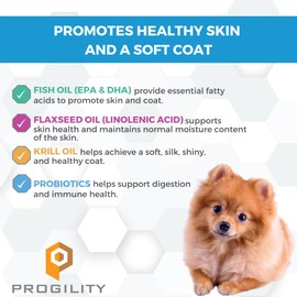 Nootie Progility Mini Skin & Coat Supplement for Small Dogs, Fish Oil Supports Healthy Skin & Coat, 60 Soft Chews per Container