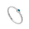 Sterling Silver & Aquamarine CZ Crystal March Birthstone Beaded Band