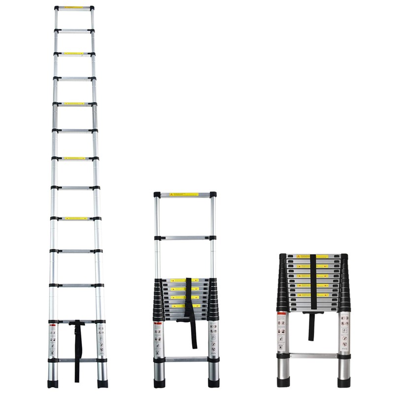 Aluminum Telescopic Extension Ladder Collapsible Ladder, One-Button Retraction Extension Ladder,Multi-Use,