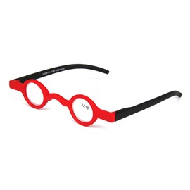 Inlefen Unisex Mini Round Frame Spring Hinge Reader Presbyopic Glasses, red
