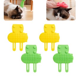 YuJianShengHong 4Pcs 2-in-1 Cat Self Groomer, Scratcher Adjustable Cat Massager, Corner Wall Brush, Cat Face Scratchers Cat Self Groomer for iIndoor Cats(Green+Yellow)