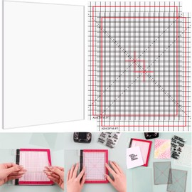 4.75x6" Photopolymer Grip Mat with 2PCS Printed Guides for Stamping,Multi-Use Non-Slip Sticky Mats Fit In Stamp Positioning Tool for Card Making Hold Your Cardstock In Place When Stamping,Stencil