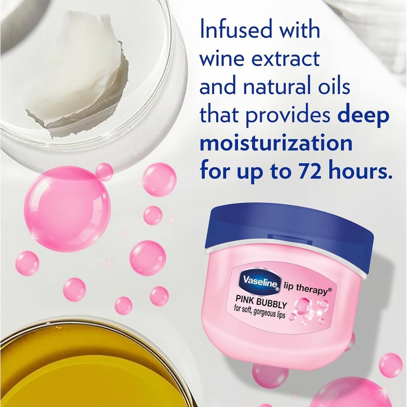 Vaseline Bálsamo para Labios Mini Tarro Pink Bubbly 7g, Hidratación