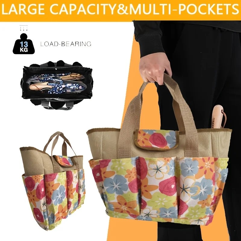 Garden Tool Bag, 9 Pockets Gardening Bag, Heavy Duty Oxford