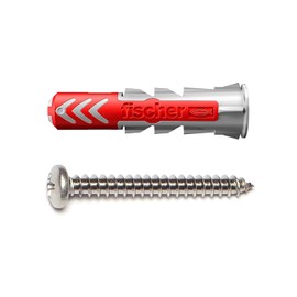 fischer DuoPower 5/16" x 1-5/8" S PH, 50 Plugs & 50 Screws, Powerful Universal Plug with Intelligent 2-Component Technology for Fastenings in Concrete, Bricks, Drywall, Chipboard, etc
