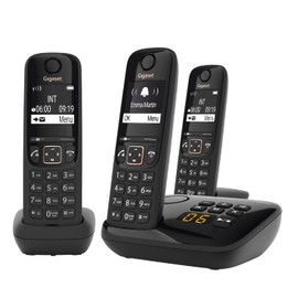 Gigaset A694A Trio - Three Cordless Phones - answering Machine - Caller ID - high Contrast Display - Brilliant Voice Quality HSP - Long Standby time 180 Hours - Made in Germany, Black