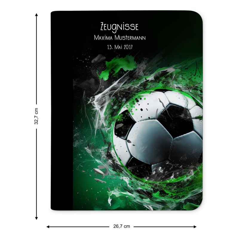 CreaDesign, Children's Certificate Folder with Name, Football Splash Design without