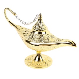 Lámparas del Genio Mágico de Aladdin, Lámpara del Genio de Aladdin de la Leyenda Mágica Vintage Lámpara de Los deseos Accesorios de Disfraces árabes decoración de Mesa para la Fiesta de Bodas(Dorado)