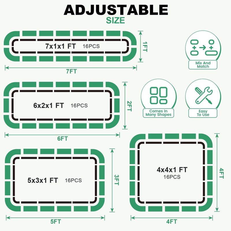 1MORE Raised Garden Bed,4 in 1 Modular Planter Raised Bed,5x3x1ft,Green-1Pk