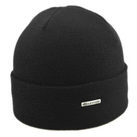 MELEGARI Torino Beanie Hat Pure Merino Wool Extrafine Made in Italy, black