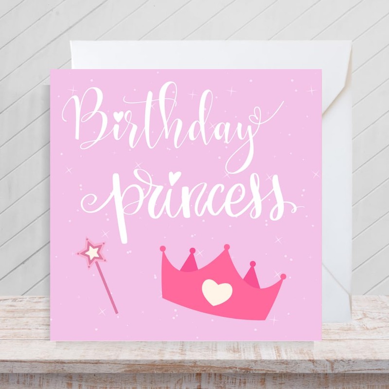 Second Ave Pink Princess Baby Children's Square Card For Girl