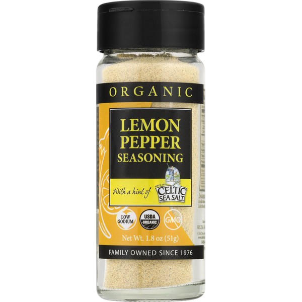 Gourmet Celtic Sea Salt Organic Lemon Pepper Seasoning Shaker â Delicious, Bold Lemon Pepper Sea Salt Adds Flavor to a Variety of Dishes, Hand Crafted and Organic, 1.8 Ounces