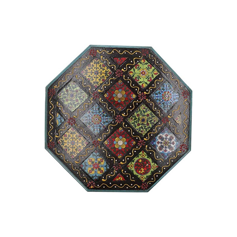GURU SHOP Painted Small Table with Tile Mosaic - Red