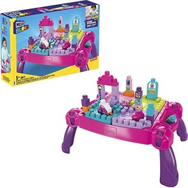 Fisher Price Build ‘n Learn Table by MEGA BLOKS, 30 Pieces, Portable Table, Ideal for Ages 1 and Up, Pink​