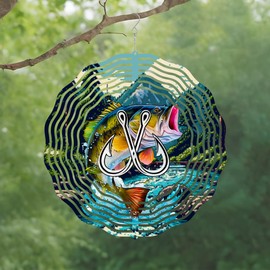 Hanging Fishing Wind Spinner for Outdoor Indoor Stainless Steel Wind Sculptures 10 Inch Cool Animal Go Fishing Metal Wind Spinner for Yard Garden Living Room Fishing Tackle Shop Great Gift for Friend