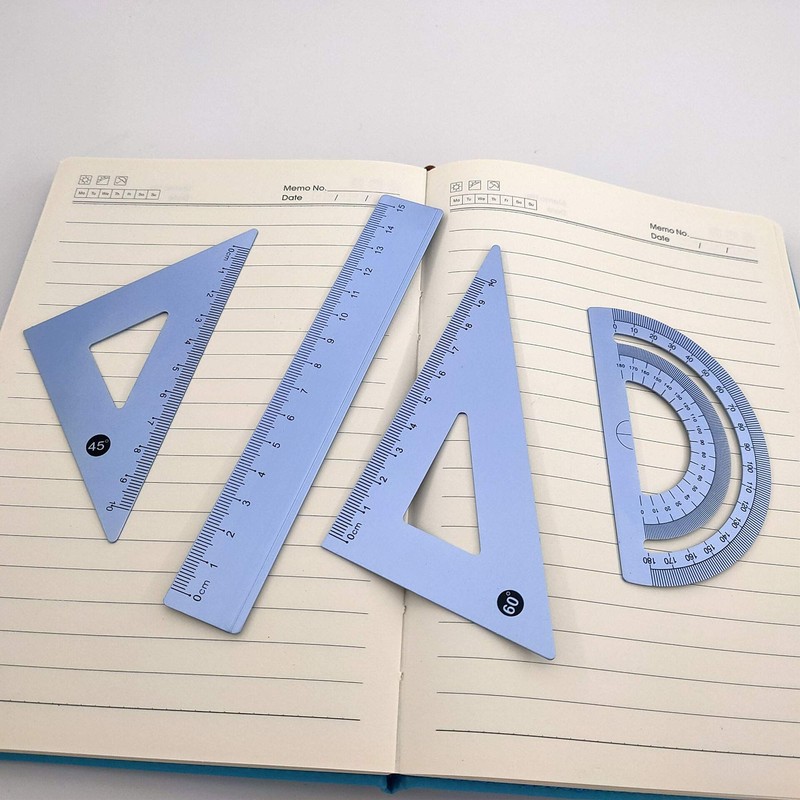 Accod Aluminum Alloy Ruler Set Math Ruler Geometry Tool Set