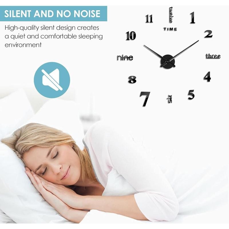 FERRISA Frameless DIY Wall Clock, 3 in 1 Large 3D