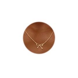 FloralGrace Women's Gold Necklace with Bow, 14K Gold Plated Pendant, Jewellery with Butterfly Knot for Women, Elegant Gold Chain with Bow Pendant