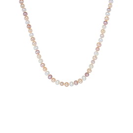 Valero Pearls Sterling Silver 925 rhodium-plated Ladies Necklace with Freshwater cultured Pearls White Apricot Lilac 50 cm + 5 cm 60201627