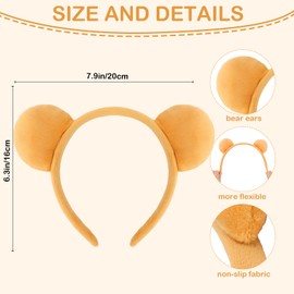 Semato Yellow Bear Ears Headband Cute Costume Chipmunk Ears Headwear Face Wash Headband Bear Head Wear Fashion Hairband Hair Accessories for Adult Party Decoration