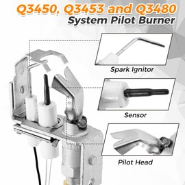 TEENGSE Q3450, Q3453 and Q3480 Natural Gas Pilot Burner Assembly Replacement for Honeywell Q3450C1185 Pilot Lights, Compatible with Honeywell SV9501M2528/U, 24V Hot Surface Ignitor