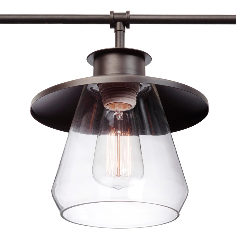 GLOBE Electric 65382 4-Light Pendant, Oil Rubbed Bronze, Clear Glass