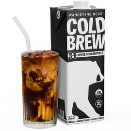 Wandering Bear Organic Coffee Concentrate, Straight Black, Makes 21 Servings, 32 Fl Oz, 1 pack - Unsweetened, Specialty Grade, Shelf-Stable - Great for Making Cold Brew Coffee, Iced Coffee, Cold Brewed Coffee, Cold Coffee