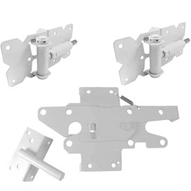 Self Closing Vinyl Fence Gate Single Gate Hardware Kit White (for Vinyl, PVC etc. Fencing) Fence Gate Kit - Single Fence Gate Kit has 2 Hinges and 1 Latch w/Screws (Lockable Both Sides)