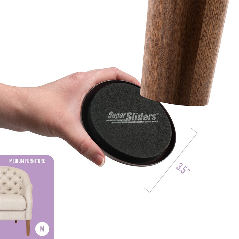 Super Sliders Reusable Furniture Sliders for Carpet – 3-1/2" Round
