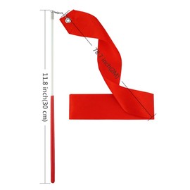 FAZHBARY Red Dance Ribbons, Rhythmic Gymnastics Ribbon Dancing Streamers for Baton Twirling Wands Artistic Dancing Training Supplies, 2 Pack
