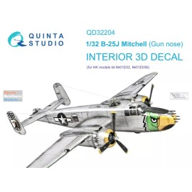 Quinta Studio QTSQD32204 1:32 Quinta Studio Interior 3D Decal - B-25J Mitchell Gun Nose (HKM