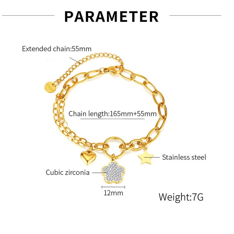 Women's Bracelet, Gold Clover Bracelet, Simple Design, Star Bracelet, 2