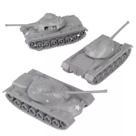 BMC Toys TimMee Processed Plastic M48 Patton 3pc Tank Tim Mee Army Men GRAY Vehicle USA