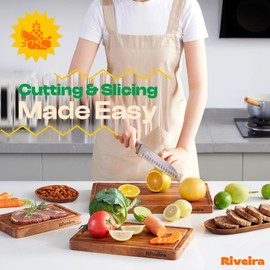 Riveira Walnut Wood Cutting Board – Gourmet Black Walnut Grandeur: 24 x 18 Wooden Cutting Board – Wooden Cutting Boards For Kitchen Decorative – Innovative Juice Grooves Walnut Wooden Chopping Board