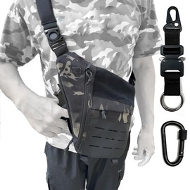 Tactical Concealed Carry Sling Bag: Slim Anti Thief Crossbody Over Shoulder Backpack Cross Body Bag Valcen Personal Pocket Bags Stealth Side Pack for Handgun Men Women+Tactical Keychain Carabiner
