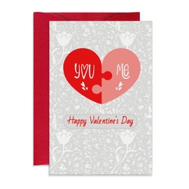 DISJOURNEY Valentines Day Card - Anniversary Card & Valentine Cards for Him/Her/Husband/Wife/Couple, Love Puzzle Cover Design with Envelope - Inside Blank